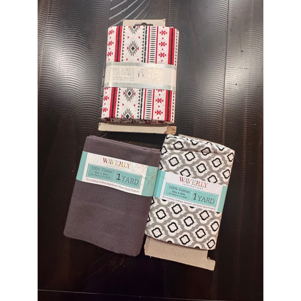 3 Yard Cotton Fabric Bundle Emma & Mila Waverly Inspirations Geometric Grey Red